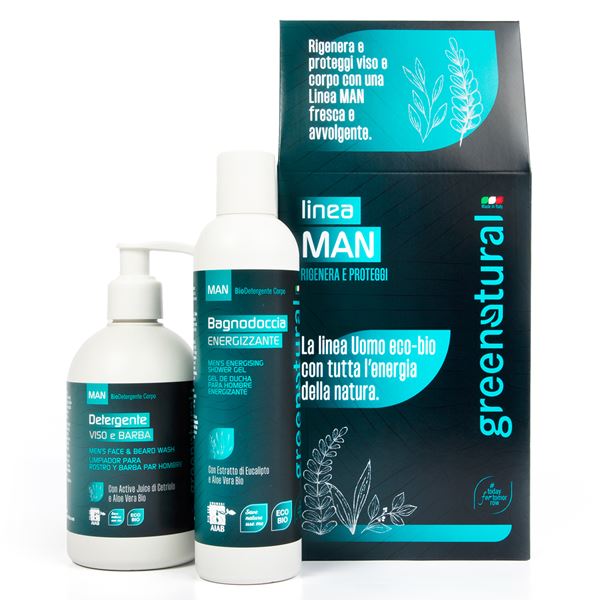 Greenatural cofanetto linea Uomo: bagnodoccia + detergente viso e barba - immagine 2